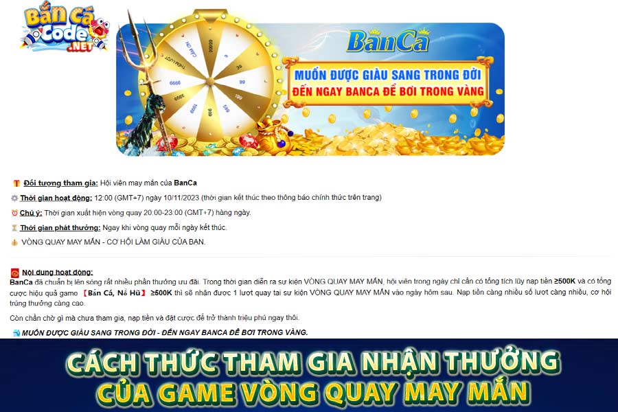 Cách thức tham gia nhận thưởng của game vòng quay may mắn